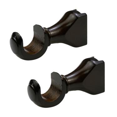 Imagem de KUMGROT 2 peças suportes de varão de cortina de madeira maciça 35 mm de diâmetro gancho de varão de cortina resistente suporte de haste de cortina suporte para varão de janela suporte para haste de 1-2/5 polegadas, marrom escuro