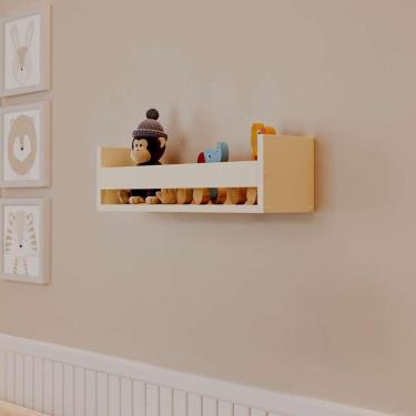 Imagem de Prateleira Porta Brinquedo Bege Claro 60 x 12cm Suporte Invisivel