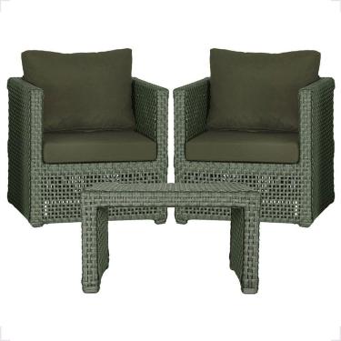 Imagem de Mesa E 2 Poltronas Madri Corda Náutica Estofado 13 Trama Verde