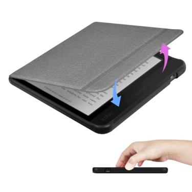 Imagem de GUKSRASO Capa para 7" KOBO Libra Colour (2024, Modelo: N428) – com Alça de Mão Adicional, Superfície com Textura em Tecido e Função Automática de Ligar/Desligar