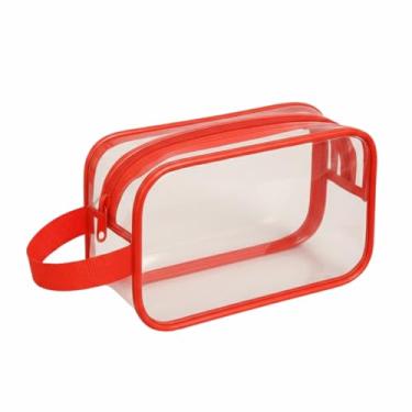 Imagem de Necessaire Transparente Organizador Em Plástico Para Maquiagem (VERMELHO, 1 UNIDADE)