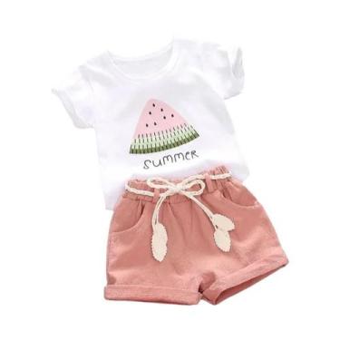 Imagem de Conjunto De Roupas De Verão Para Meninas, Camiseta E Shorts Fofos, 2 P