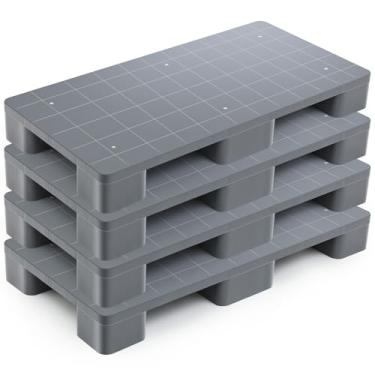 Imagem de Vercraft Palete de plástico de 4 peças para armazenamento de porão fácil empilhamento leve palete exibição de paletes sala de piso supermercado Natal, suporta até 907 kg (101 cm C x 50 cm L x 14 cm A