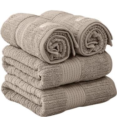 Imagem de Kit 4 Toalhas Buddemeyer Fio Penteado Canelado Bege  2 banho e 2 rosto