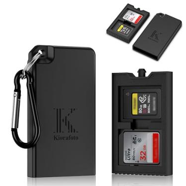 Imagem de Estojo pequeno para cartão de memória pop-up para 2 cartões SD SDHC SDXC e 2 cartões CFexpress tipo A com mosquetão, estojo portátil antichoque à prova de respingos, cartão SD CFA, protetor de