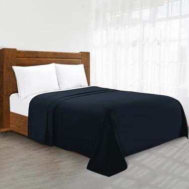 Imagem de Lençol plano de luxo elegante, confortável, sem rugas, 1500 fios, qualidade egípcia, 1 peça, lençol liso, King, preto, modelo: 2RW-Single-Flatsheet-King-Black