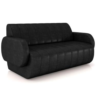 Imagem de Sofá 2 Lugares Sala Living Orgânico 168cm Fávara K01 Couríssimo Preto - Lyam Decor