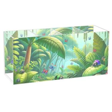 Imagem de TSENQUE Porta-lápis de acrílico personalizado com besouros da selva para mesa, organizador de lápis, organizador de canetas, decoração de escritório