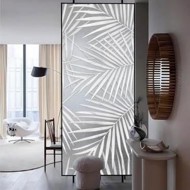 Imagem de Chicskin Película de privacidade de janela tropical fosca 3D sintética para porta e janela de vidro, folhas de palmeira 3D de 75 x 175 cm