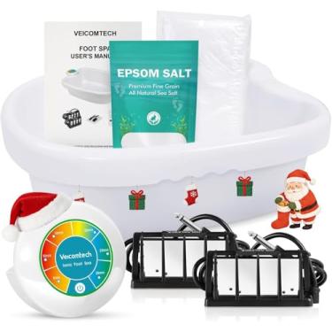 Imagem de veicomtech Máquina de desintoxicação iônica para banho de pés, máquina de desintoxicação de pés para salão de uso doméstico, spa iônico para pés em casa com 2 matrizes superfuncionais, sal Epsom, 10