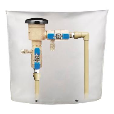 Imagem de Quoyiyo Capa de isolamento para evitar refluxo externo – Bolsa isolada para proteção contra congelamento de cachimbo de inverno, tubo de inverno, sistema de refluxo de água, caixa de válvula de irrigação de água, medidor ou controlador (61 cm L x 61 cm A, branca)