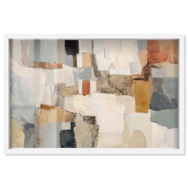 Imagem de Color Field Intersect III Shadowbox Print Boho Wall Decor por Art Remedy, moldura branca, 40,6 x 28,5 cm