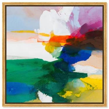 Imagem de Arte de parede moderna com impressão em tela Rainbow Melt III por Art Remedy, moldura dourada, 40,6 x 40,6 cm