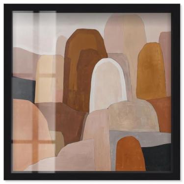 Imagem de Desert Forms I Shadowbox Print Taupe Boho Wall Art por Art Remedy, moldura preta, 78 x 79 cm