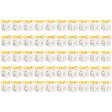 Imagem de Aramox Caixas para Lembrancinhas de Festa, 50 Peças, Caixa de Presente de Branco Com Fita Dourada para Casamento, chá de Panela, chá de bebê, Decorações de Festa de Aniversário