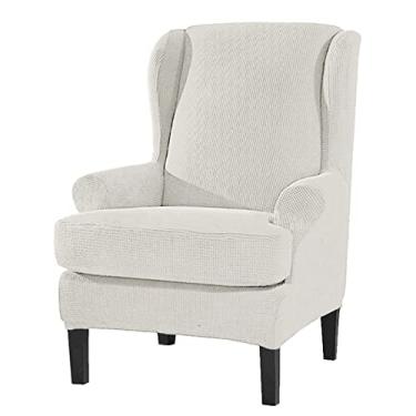 Imagem de 2 capas de cadeira para poltrona de sala de estar, poltrona, capa de sofá, com capas de almofadas individuais, capa de móveis para cadeiras, branco marfim