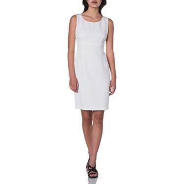 Imagem de Kasper Vestido feminino sem mangas com gola joia, margarida, jacquard, Branco, 42