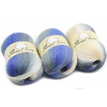 Imagem de Conjunto de fios gradientes de 3 novelos - fio de tricô multicolorido macio quente de 400 m para cachecóis, xales, chapéus e artesanato DIY (tipo nº 11)