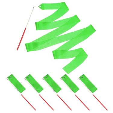 Imagem de PATIKIL Fitas de dança, pacote com 6, flâmulas de dança de ginástica de 78,7 polegadas com varinha antiderrapante para presentes, dança, shows de talentos, bastão girando, verde escuro