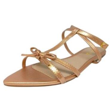 Imagem de Sandália Feminina Bico Folha Chique Laço Delicado Sua Cia-Feminino