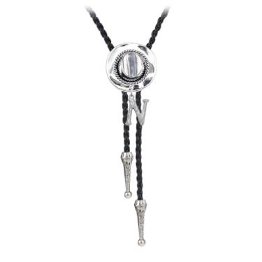 Imagem de JPJZY BRBAM Pingente Bolo Tie Western Cowboy Hat e Letra 3D Letra Bolo Tie Western Cowboy Colar de Couro Masculino