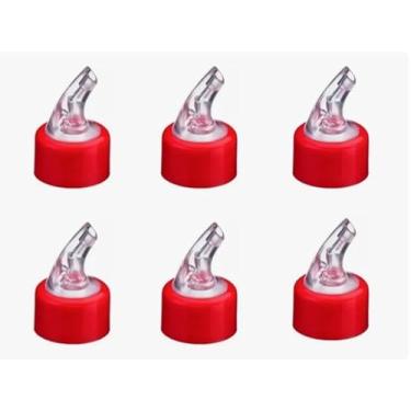 Imagem de Kit 6 Bicos Dosador Para Azeite Vinagre 30mm Garrafas Padrão vermelho