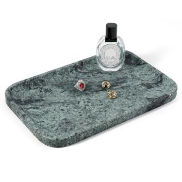 Imagem de Koville Bandeja de mármore, bandeja de mármore de 30,5 x 20,3 cm para bancada de banheiro e cozinha (verde)