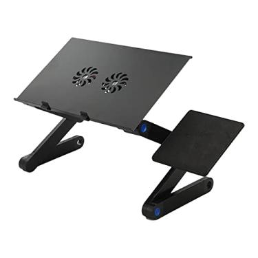 Imagem de Suporte para Notebook Ajustável com Ventiladores de Resfriamento Almofada Removível Computador Portátil e Plegável Cama Sofá Casa Escritório