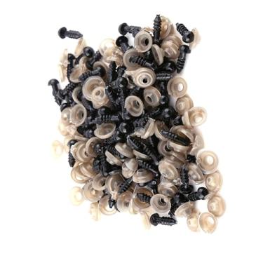 Imagem de Generic 100 Peças Olhos de Plástico para Bonecas Diy Com Arruelas, Design de Linha Firme, Perfeito para Bonecas, Ursos de Pelúcia, Brinquedos de Pelúcia, Cor Preta (plástico 4)