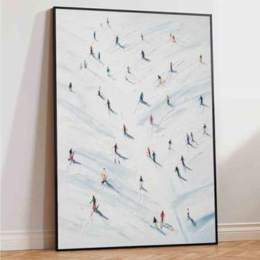 Imagem de Mostemauo Arte de esqui, imagens de cenário de inverno, pintura branca abstrata, tela de inverno, neve, arte de parede, 40,6 x 61 cm sem moldura