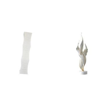 Imagem de Whtkoph Luminária de Chão com Cúpula de Penas, Escultura, Decoração Aconchegante para Sala de Estar, Estátua Moderna, Coleção em Resina, Artesanato, Luminária