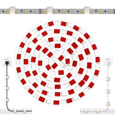 Imagem de 120 peças de clipes de fita de LED, clipes de montagem autoadesivos e mini clipes de cabo para fitas de 6 mm/8 mm/10 mm de largura, clipes de arame adesivos para parede 3528/5050/2835 SMD, solução de