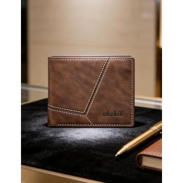 Imagem de Carteira masculina dobrável de couro curta, estilo rústico para o dia a dia (marrom escuro)