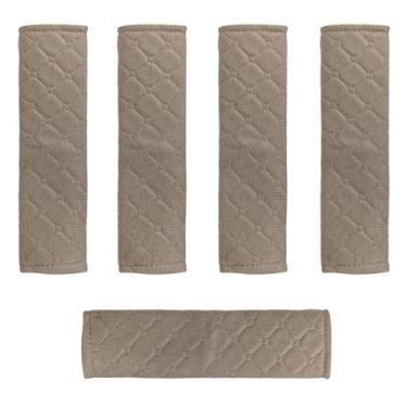 Imagem de Tuxihapp Capa de cinto de segurança de carro 5 peças, almofada macia e confortável para pescoço e alça de ombro, protetor de cinto de segurança interior de veículo universal acessórios de almofada