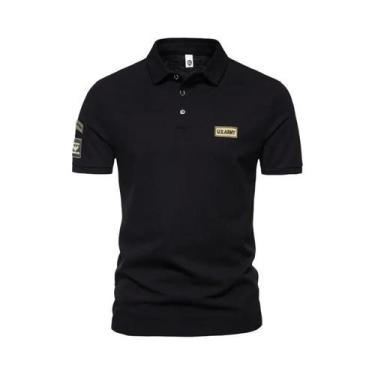 Imagem de Camisa Polo Masculina plus Size De Verão Respirável Manga Curta Bordad