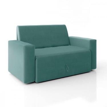 Imagem de Sofa Cama Casal 5000 Com Braço Veludo Azul Turquesa Mamflex, Azul Turq