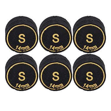 Imagem de Luqeeg Dicas de Taco de Bilhar, Substituição Durável Profissional para Tacos de Bilhar e Sinuca 14mm Pu Preto 6 Peças para Jogos de, Casa (S)