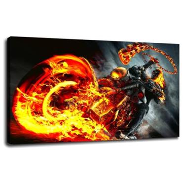 Imagem de Arte de parede Chopper impressão em tela pôster assustador para casa conjunto de 1 decorações com moldura 33.0 cm x 20.3 cm