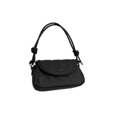 Imagem de SHENHE Bolsas femininas de couro PU com alça superior de ombro com aba nas axilas, Preto, One Size