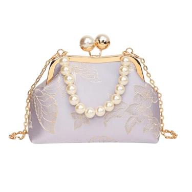 Imagem de Bolsas clutch noturnas para mulheres, clutch floral vintage, elegante bolsa Kisslock para festa de casamento formal, formatura, Roxa