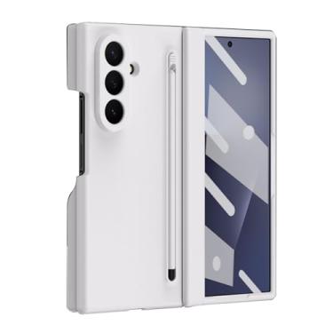 Imagem de POYUFRG Capa fina para Samsung Galaxy ZTriFold, capa fosca de proteção de dobradiça magnética com suporte S-Pen capa de telefone com tudo incluído, branca, ZTriFold