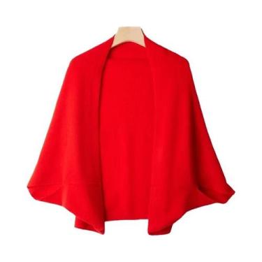 Imagem de Xale Cardigan De Lã Pura Macio E Quente Para Mulheres, Multifuncional,