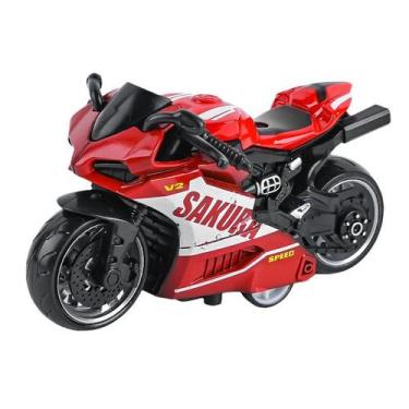 Imagem de Modelo de motocicleta fundido sob pressão vermelho para meninos com ro