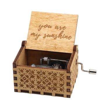 Imagem de Caixa De Música De Madeira Com Manivela, Papai Noel Congelado, Present