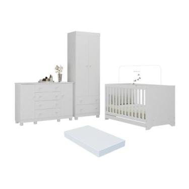 Imagem de Quarto de Bebê Completo com Berço Americano 3 em 1 Colchão Incluso All
