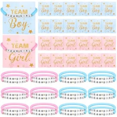 Imagem de Quelay 24 peças de pulseiras de revelação de gênero com cartões azuis e rosa pulseiras para meninos e meninas acessórios de equipe, meninos ou meninas, lembrancinhas de festa, presentes para