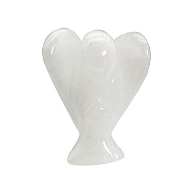 Imagem de Casaper Estatuetas de anjo da guarda de quartzo natural de pedra esculpida à mão, meditação para decoração de casa, 3,8 cm
