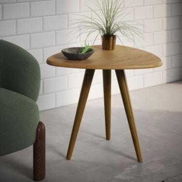 Imagem de Mesa Retrô Lateral Gabriela Pé Palito Tampo de Madeira Triangular - Im