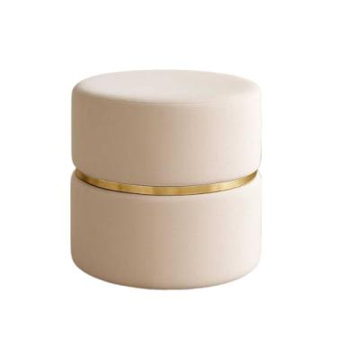 Imagem de Puff Redondo Provador Banqueta Assento Estofado Decora Sala Escritorio(Unitário Veludo Palha)