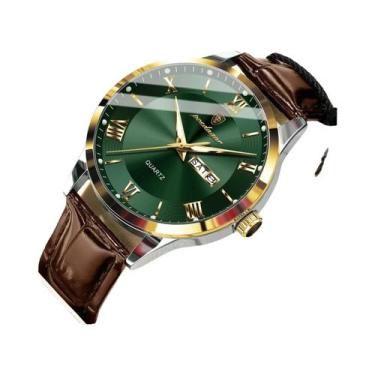 Imagem de Relógio De Quartzo Masculino À Prova d'Água Em Couro Luminosa Com Data